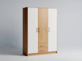 Armoire 3 portes - bois-panneaux - 150x55x200 cm - chêne clair-blanc - style moderne