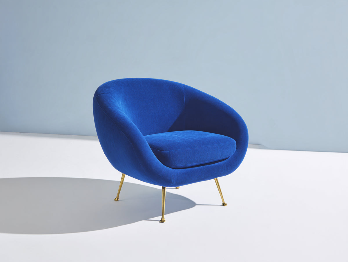 Fauteuil en tissu - tissu-métal - 84x79x76 cm - bleu-or - style moderne enveloppant