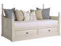 Canapé lit - Bois-Tissu - 208x96x102 cm - Blanc cassé - Style traditionnel avec rangement inférieur