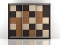 Armoire à portes coulissantes - panneaux-métal - 225x62x210 cm - brun-beige - style géométrique contemporain