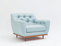 Fauteuil en tissu - tissu-bois - 88x83x84 cm - bleu clair-marron - style moderne à dossier capitonné