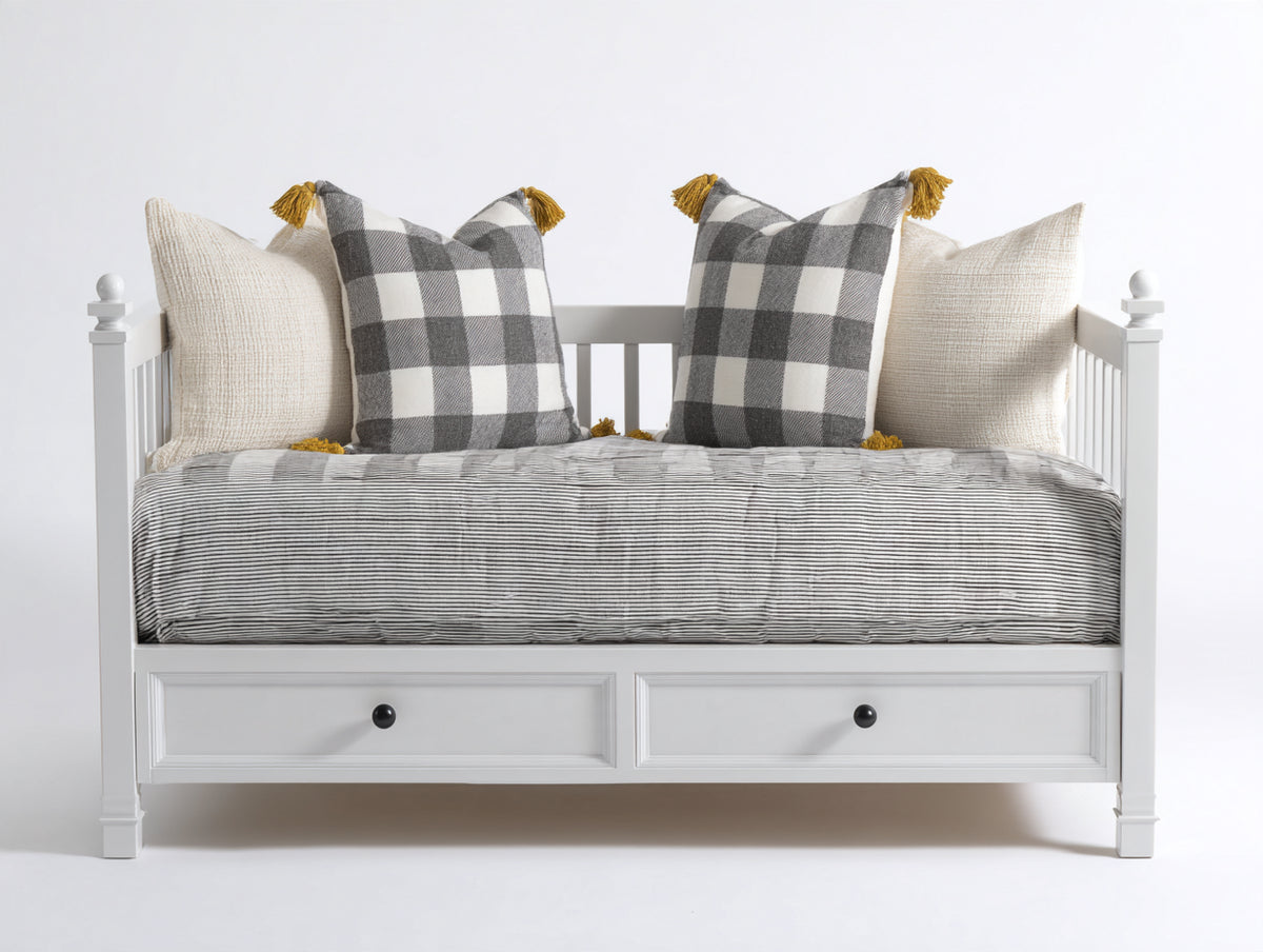 Canapé lit - Bois-Tissu - 192x89x85 cm - Blanc - Style classique avec rangement inférieur