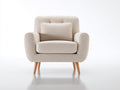 Fauteuil en tissu - tissu-bois - 84x80x82 cm - beige clair-marron clair - style moderne scandinave