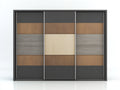 Armoire à portes coulissantes - panneaux-métal - 220x62x210 cm - noir-brun - style contemporain géométrique