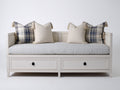 Canapé lit - Bois-Tissu - 200x92x84 cm - Blanc - Style classique avec rangement intégré