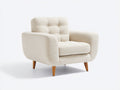 Fauteuil en tissu - tissu-bois - 85x80x83 cm - beige clair-marron clair - style moderne scandinave à dossier capitonné