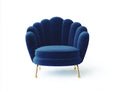 Fauteuil en tissu - tissu-métal - 88x82x86 cm - bleu foncé-or - style Art déco à dossier coquille
