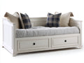 Canapé lit - Bois-Tissu - 210x95x88 cm - Blanc - Style classique avec rangement intégré