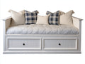 Canapé lit - Bois-Tissu - 205x95x90 cm - Blanc - Style classique avec rangement inférieur