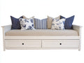 Canapé lit - Bois-Tissu - 201x91x83 cm - Blanc - Style classique avec rangement intégré
